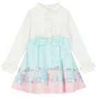 Girls White & Blue Mouse Dress, 1, hi-res